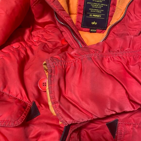 Alpha Industries Women Red Parka Type N-3B Extreme Cold Weather Medium - Picture 8 of 12